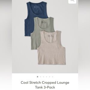 Pact Cool Stretch Cropped Lounge Tank 3- Pack size large navy oat shadow